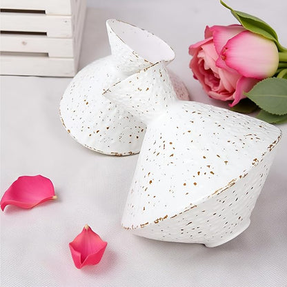 Cast Iron Decorative Vase, Dried Flower Rustic Vases, Wabi Sabi Vase for Modern Home Decor, Living Room, Shelf Decor, Enterway, Wedding, Office, Table, Bedroom, Kitchen, 8.86" H (White)