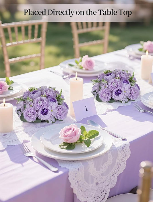 BLOSMON Peony Flower Balls Centerpieces: 2pc 9.5 Inch Lilac Fake Peony Floral Arrangement Bouquet Wedding Dinning Table Decoration Easy Use Artificial Silk Kissing Ball Home Party Decor
