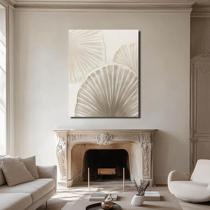 WINKAILIN Beige and White Abstract Shell Canvas Art Modern 32x40 inch Wall Decor for Living Room Bedroom Office Wall Decoration