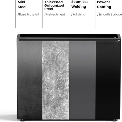 GSK Light Metal Planter Boxes LED Lighting Strips × 2 Outdoor Black Rectangle Flower Trough Heavy Duty Galvanized Iron Raised Tall Garden Bed Indoor Divider Shelf for Plants and Space Dividing