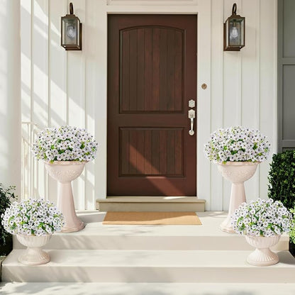 Lifewit Artificial Flowers for Outdoor Indoor, 24 Bundles Plastic Fake Flowers Daisy with Eucalyptus Leaves for Home Garden Decor, Porch, Window Box(White)