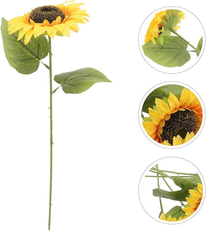 LOGOFUN 12PCS Realistic Sunflowers Artificial Flowers with Stems for Home Garden Decor Wedding Festival Party Arrangement