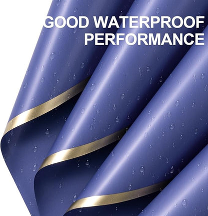 WRAPAHOLIC 20 Sheets Flower Wrapping Paper - 22.4 x 22.4 inch Blue with Gold Edge Water-Resistant Floral Bouquet Wrapping Paper, Florist Supplies Packaging Paper for Wedding Birthday Gift DIY