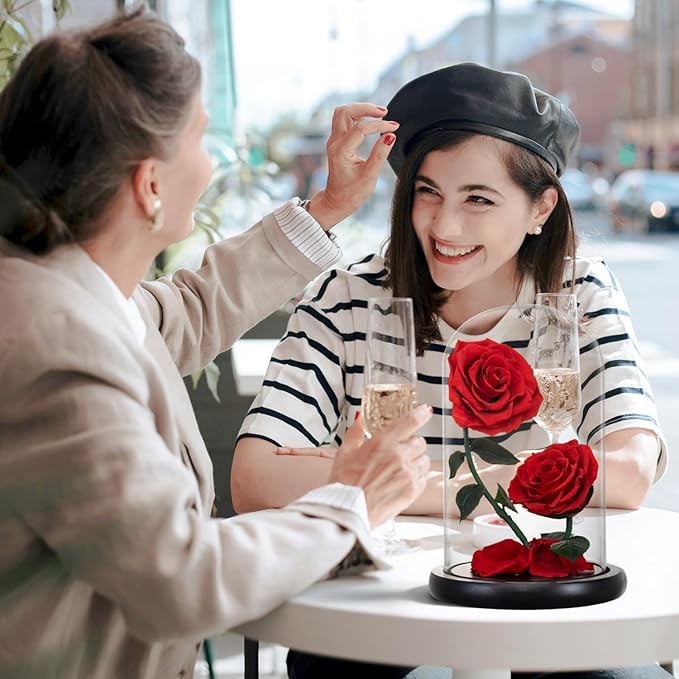 Gifts for Women Forever Preserved Red Rose,Birthday Valentines Day Gift with Red Eternal Flower in Glass Dome,Gifts for Valentine's Day Mothers Day Christmas Anniversary Birthday (#red)