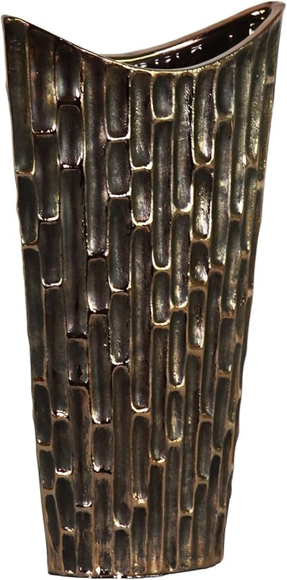 Ceramic Decorative Black vase, Black Decor Center Piece for Home Decor Features Honeycomb Design vase for Living Room, Table, Office Decor: 8.00"x3.25"x14.00"H