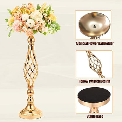 2pcs Metal Gold Candle Holders 20 Inch Tall Road Lead Table Centerpiece Stand Pillar Candlestick for Wedding Candelabra Flowers Vases