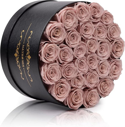 NATROSES 27 Piece Forever Preserved Roses in a Box, Preserved Flowers for Delivery Birthday, Flowers Gifts for Mothers Day, Dusty Pink