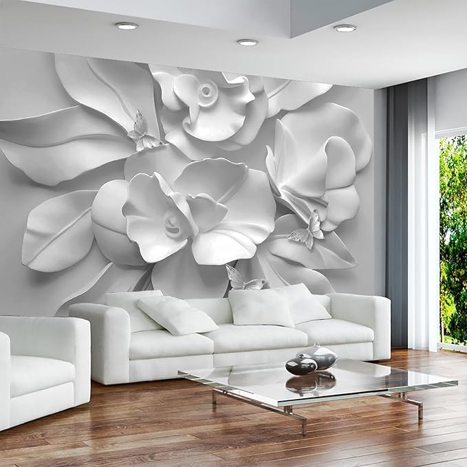 WFBHUA-Gray Peony Floral Wallpaper Peel and Stick Large Self Adhesive Wall Mural for Bedroom 157“x108