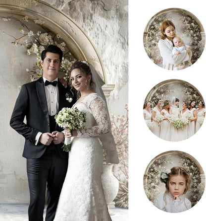 7x5ft White Flowers Wedding Backdrop Countryside Wildflower Vintage Palace Concrete Wall Photography Background for Valentines Day Bridal Shower Mothers Day Princess Couples Portraits