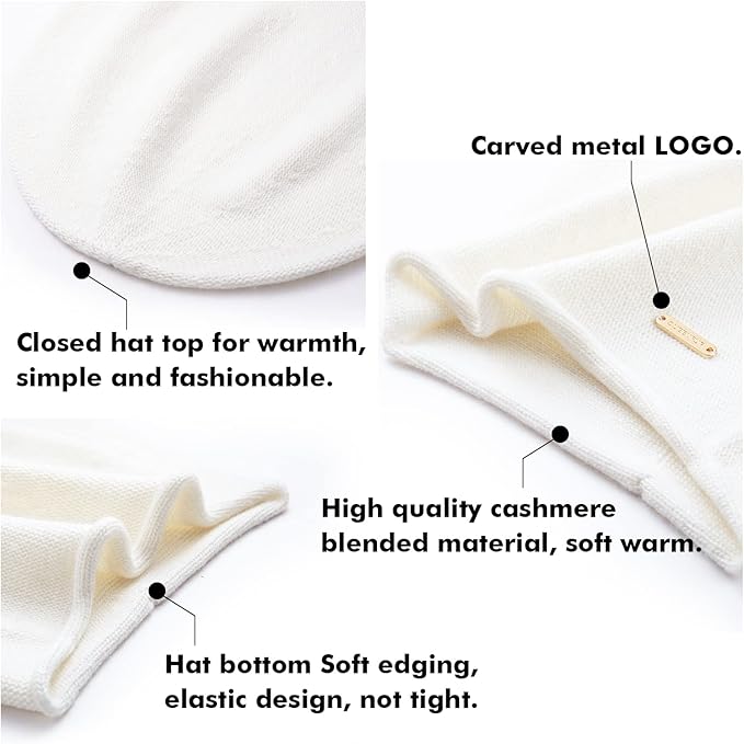 QUEENFUR Knit Slouchy Beanie Hats for Women Cashmere Ski Cap Knitted Wool Soft Warm Winter Hat