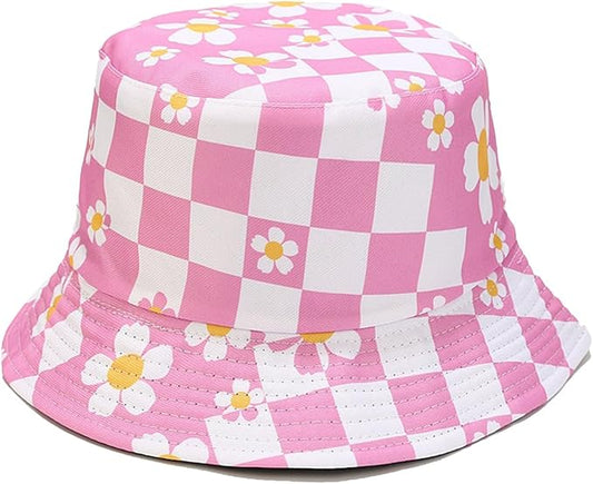 Bucket Hat for Women Men, Cotton Reversible Double Side Wear Sun Hats Beach Fisherman Hat