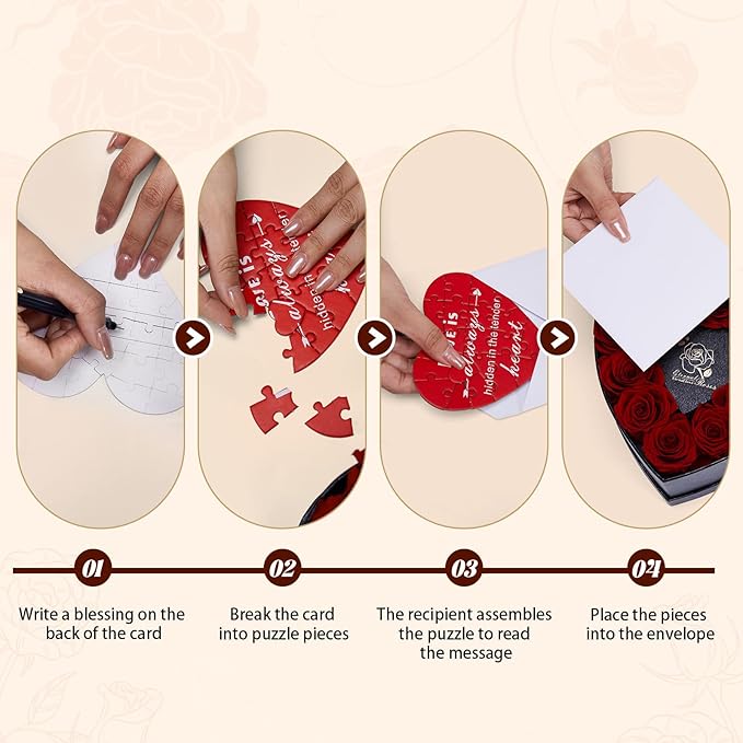 16 Preserved Roses in Heart-Shaped Box - Eternal Love Gift, Long-Lasting Roses for Her - Forever Flowers - Ideal for Valentine's Day, Anniversaries, Mother's Day - Elegant Display Box