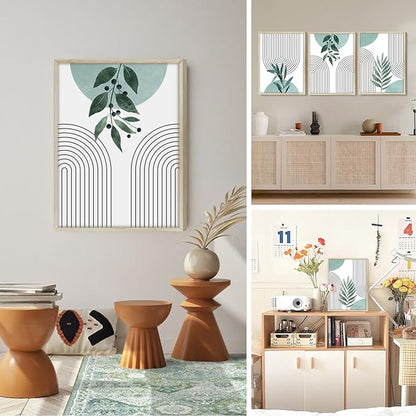 SERIMINO Sage Green Wall Art Framed, Botanical Boho Wall Decor for Living Room, Set of 3 Plant Painting Prints Farmhouse Decor for Bedroom, Bathroom, Office, 20 x28 inch