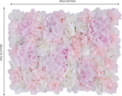 LOYALHEARTDY Artificial Flower Wall Panels 12 Pack of 16 x 24" Flower Wall Mat Faux Rose Flower Backdrop Panels for Backdrop Wedding Wall Decorations Light Pink