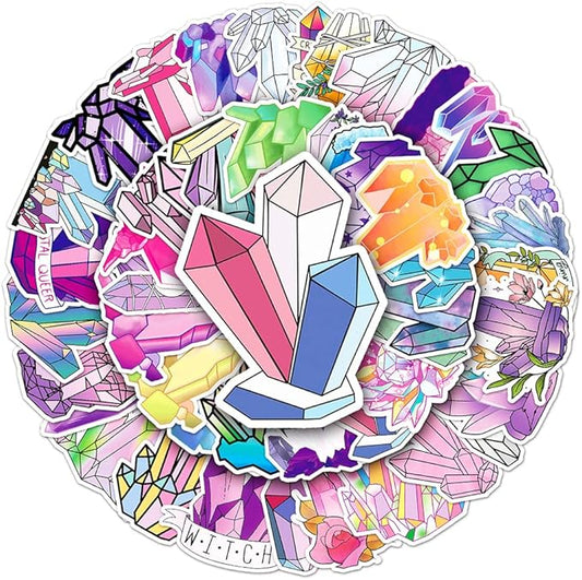 Crystal Stickers for Teens Boy Girls Kids|50 Pcs|Cartoon Vinyl Waterproof Stickers for Laptop Computer Phone Tablet Luggage Flasks Water Bottle Bike Car Notebook,Cute Decorative Decals Pack(Crystal)