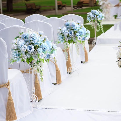 ASTRYAS Artificial Flowers, 2Pcs Blue Fake Peony Silk Peonies Faux Flowers Arrangements for Home Decor Wedding Party Christmas (Light Blue)