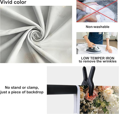 Baocicco 9x6ft Vinyl Flowers Wall Photography Backdrop Vinatage Wall White Pink Floral European Style Background Outdoor Wedding Birthday Party Banner Supplies Garden Home Decor Studio Props
