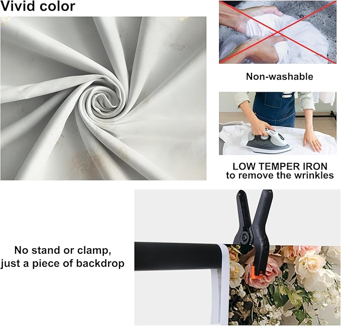 Baocicco 15x10ft Vinyl Flowers Wall Photography Backdrop Vinatage Wall White Pink Floral European Style Background Outdoor Wedding Birthday Party Banner Supplies Garden Home Decor Studio Props