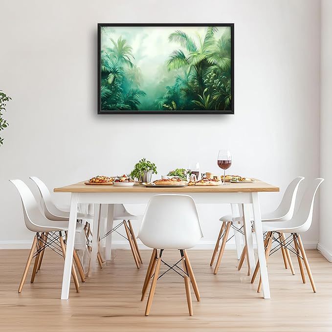 Tropical Jungle Large Decor Wall Art Forests Landscape Framed Pictures for Living Room, Nature Scenery Oversized Canvas Print Painting Modern Extra Large Framed Artwork for Bedroom Office 36"x24"