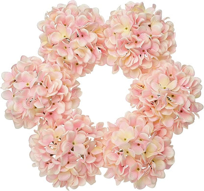 Hollyone 6 Pcs Light Pink Hydrangea Artificial Flowers Heads with Stems Silk Faux Hydrangea Pink Fake Flowers for Home Indoor Outdoor DIY Floral Wedding Flower Bouquets Kitchen Table Centerpiece Decor