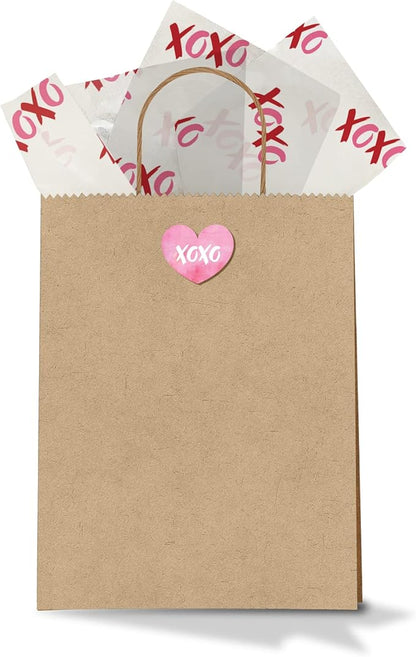 Pro Supply Global XOXO Printed Tissue Paper for Valentine's Day Gift Bags or Boxes and Wrapping - Bulk Decorative Art Tissue Paper for Packaging and Gifting | 24 Sheets 20" x 30"