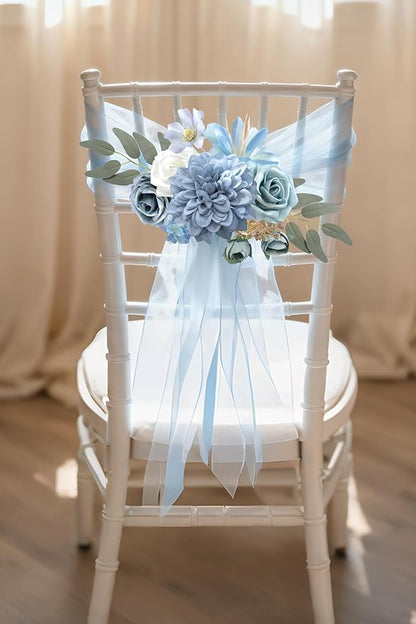 Blue Artificial Flowers Combo Set Fake Flower Leaf Box with Stemst for DIY Wedding Bridal Bouquet, Centerpieces, Home Decor, Floral Arrangement Decor(Blue)