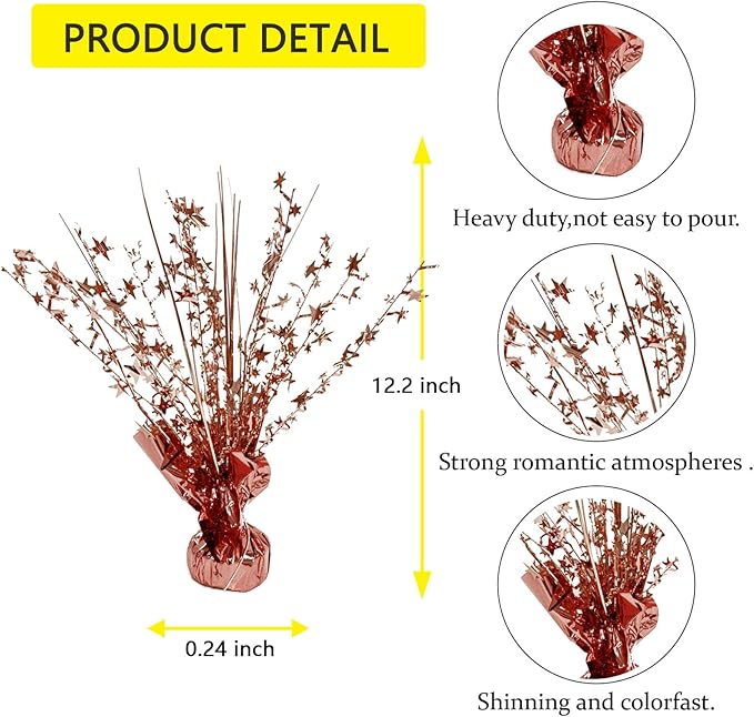ALISSAR 4-Pack Glitter Rose Gold Star Centerpieces-Table Decorations for Home Decor Birthday Wedding Anniversary Decor (Rose Gold)