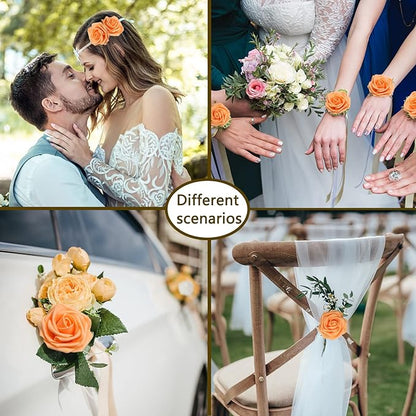 Artificial Roses Flowers 50pcs Real Looking Foam Fake Roses with Stems for DIY Wedding Bouquets Bridal Shower Centerpieces Party Decorations (50, Orange)