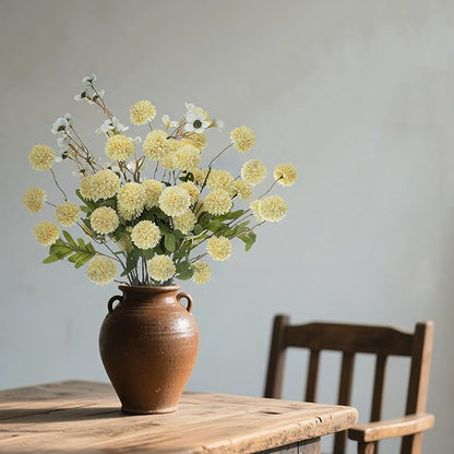 8PCS 20.5In Yellow Fake Flowers Artificial Chrysanthemum Faux Mums Matching 2PCS White Daisy Faux Flowers for Vase Fall Long Stems Flower Silk Flower for Home Decor Wedding Decor (No Vase)