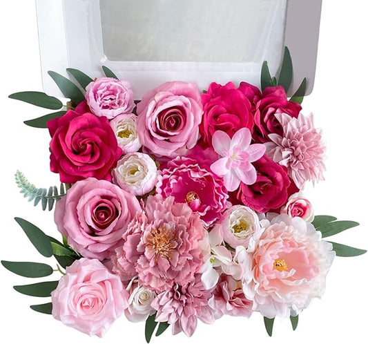 Artificial Flowers Pink Bouquets Box Set for DIY Bridal Wedding Shower Decorations Fake Floral Arrangements for Party Centerpieces Baby Shower Home Decor