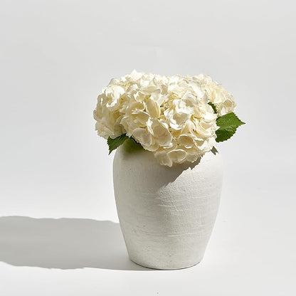 LB2 White Ceramic Large Vase, 11.8" Tall Zen Style vase, Terra Cotta Pitcher Vase, Distressed Farmhouse Decor, Pottery Decorative Flower for Home Decor (A - White 11.8")