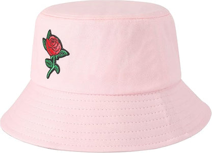 ZLYC Unisex Fashion Embroidered Bucket Hat Summer Fisherman Cap for Men Women