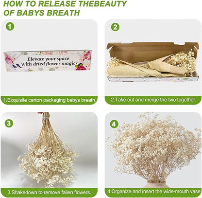 4000+ Dried Babys Breath Flowers Bulk - 17" Ivory White Dried Flower Bouquet, Real Natural Gypsophila Branches for Vase Filler, Wedding, Table Centerpiece, Home Decor, DIY Wreath Floral, Crafts