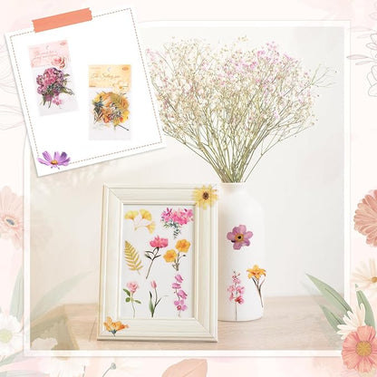 80 Pieces Natural Scrapbooking Stickers, Self-Adhesive Flower Stickers for Scrapbooking Supplies Journal for DIY Craft, Planners, Journal, Notebook Card