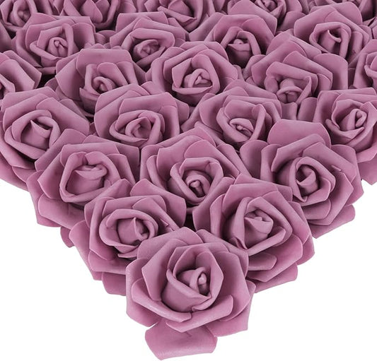IPOPU Artificial Rose Flower Heads, 100pcs Dusty Rose Foam Fake Roses Bulk 3inch Stemless Faux Flowers for DIY Wedding Baby Shower Centerpieces Arrangements Party Tables Home Decor (Dusty Rose)