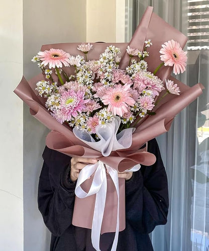 WRAPAHOLIC 20 Sheets Flower Wrapping Paper - 22.4 x 22.4 inch Pure Cameo Brown Water-Resistant Floral Bouquet Wrapping Paper, Florist Supplies Packaging for Wedding Birthday Gift DIY