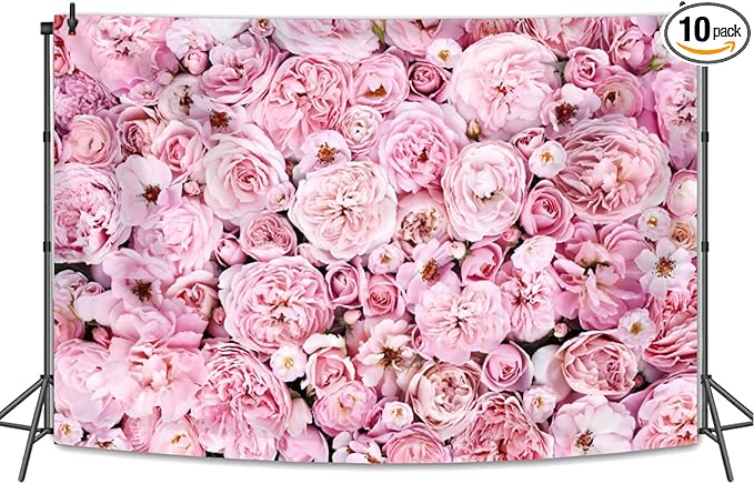 6x3.6FT Pink Rose Wall Backdrop for Women Mother's Day Flowers Wall Photography Background Bridal Newborn Shower Birthday Party Anniversary Ceremony Photo Studio Props