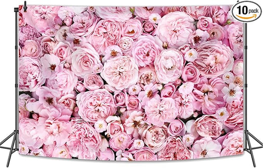6x3.6FT Pink Rose Wall Backdrop for Women Mother's Day Flowers Wall Photography Background Bridal Newborn Shower Birthday Party Anniversary Ceremony Photo Studio Props