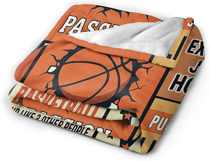 Basketball Blanket for Boys Basketball Sport Throw Blanket Soft Cozy Fleece Fuzzy Stuffed Plush Flannel Gifts for Girls Women Kids Adults 50"X60"