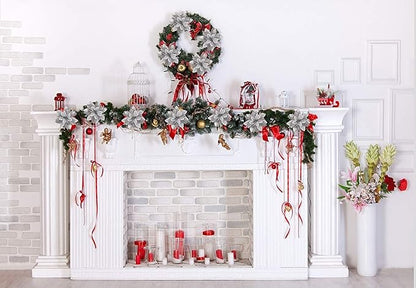 RECUTMS 10 Pcs Christmas Glitter Artificial Poinsettia Flowers 6inch Christmas Wreath Christmas Tree Flowers Ornaments Holiday Seasonal Decorations (Silver, 6inch)