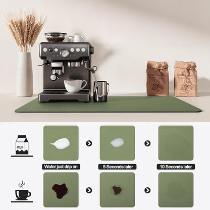 Dish Drying Mat for Kitchen Counter | Coffee Bar Mat for Countertops | Heat Resistant Drainer Mat with Non-slip Rubber Backed | Hide Stain Kitchen Absorbent Draining Mat | Green 18"x28"