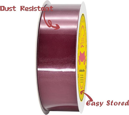 Double Face Wine Red Satin Ribbon 1-1/2 inch X 50 Yards Polyester Wine Red Ribbon for Gift Wrapping Very Suitable for Weddings Party Hair Bow Invitation Decorations and More