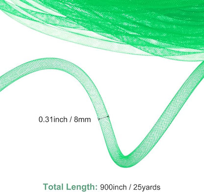 Mesh Tube Ribbon 25 Yards, 8mm Elastic Fabric Ribbons Mesh Tubing for Crafts/Gift Wrapping/Flower Bouquets/Wedding/Birthday/Holiday/Wreaths Christmas/Decoration[Fruit Green]