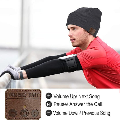 Wireless Music Beanie Hat for Men Women Music Beanie with Headphones Headset Stereo Speakers Microphone Cap Hat Boys Girls Teens Tech Beanie hat