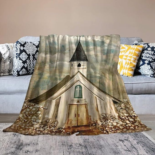 Christian Church Blanket Religious Gifts for Women Men Christian Throw Blanket for Kids Adults Soft Warm Cozy Fleece Blanket for Couch Sofa Bed 40"x50"