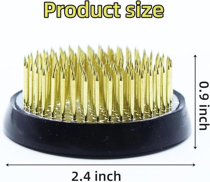 Floral Frogs for Flower Arrangements, 2.4" Round Metal Flower Frog Vase Arranger Gold Pin Holder for Ikebana, DIY Flower Craft Arrangements (60mm Gold)