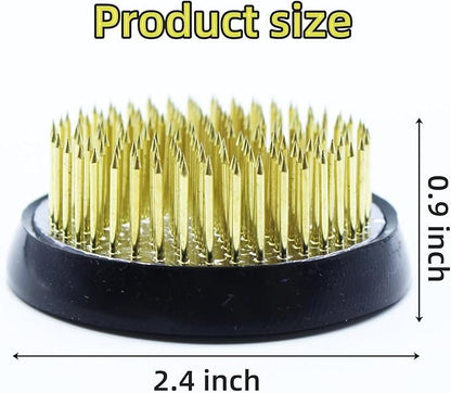 Floral Frogs for Flower Arrangements, 2.4" Round Metal Flower Frog Vase Arranger Gold Pin Holder for Ikebana, DIY Flower Craft Arrangements (60mm Gold)