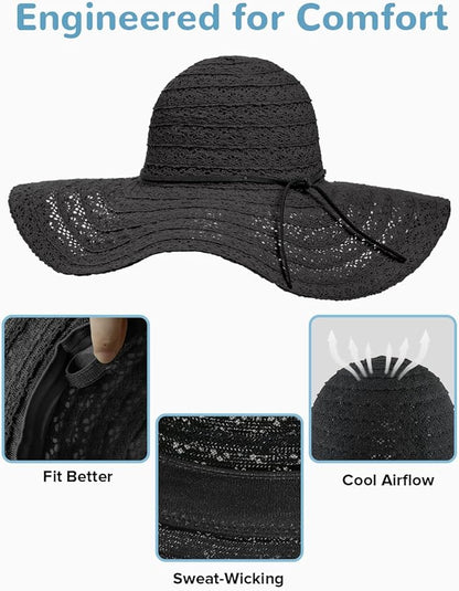 Sun Beach Hats Women Floppy Summer Sunhat with Wide Brim Packable Foldable Travel Accessories