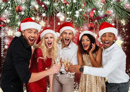 SJOLOON Christmas Backdrops Red Ball Theme Background Shining Stars Background New Year Backdrop for Christmas Party Decoration Banner Photo Shoot 12364 (7x5FT)