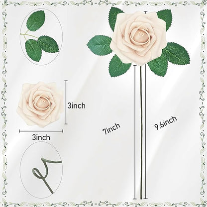 Artificial Flowers, 50pcs Brown and Tan Artificial Flower for DIY Wedding Bouquets Centerpieces Arrangements, Artificial Rose with Stem for Party Home Decorations